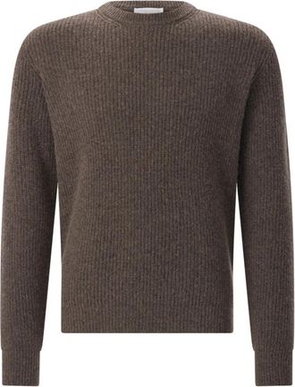 Roberto Collina Trui met ronde hals - Heren - Ronde hals truien - Bruin - XL - Wol - Truien & Vesten