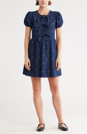 Blu Pepper Bow Print Minidress in Denim at Nordstrom Rack, Size Medium