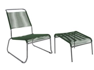 Schubiger M&ouml;bel Spaghetti-Kufen-Lounger-Hochlehner + Hocker S&auml;ntis