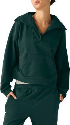 Beyond Yoga Street Smart Johnny Collar Fleece Sweatshirt in Dark Spruce Green at Nordstrom Rack, Size X-Small