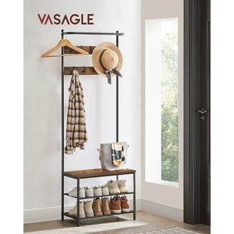 Appendiabiti Con Ruote Golpart In Metallo - 3 Ripiani Regolabili, 1 Asta, 2 Ganci, 13 Supporti Pantaloni, Portata 204 Kg, 80x40x200 Cm, Nero