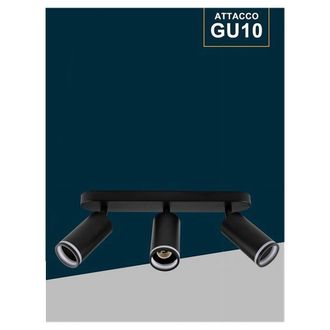 Trade Shop Trade Shop Traesio - Trade Shop - Applique Plafoniera Orientabile Da Soffitto Parete 3 Diffusori Lampada Gu10 Ts-3 - Negro