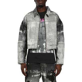 Purple Carpenter Beaded Denim Jacket in Black at Nordstrom, Size Xx-Large