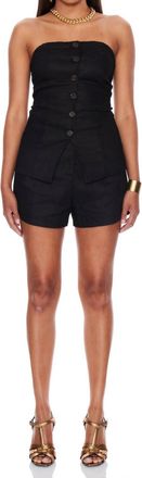 Greylin Niki Linen Strapless Vest In Black