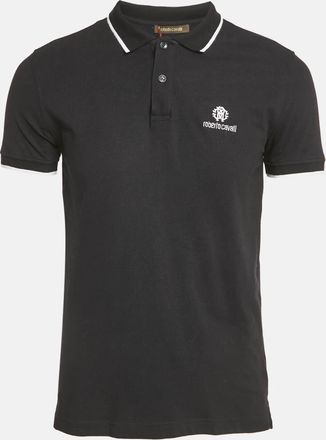 Roberto Cavalli Black Logo Embroidered Pique Polo T-Shirt