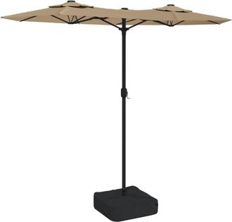 vidaXL Vidaxl - Sombrilla Doble De Jard&iacute;n Con Luces Led Gris Taupe 316x145 Cm