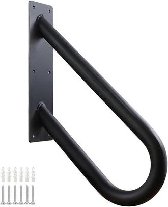 No Brand Corrimano A U Da Parete Con Finitura Nera Opaca, Lungo 457 Cm, Adatto Per Scale Esterne A 1-2 Livelli, Garage, Balconi E Giardini