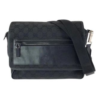 Gucci Pre-owned GG Canvas Leren Schoudertas - Heren - Pre-owned - Zwart - Maat: ONE Size Leer