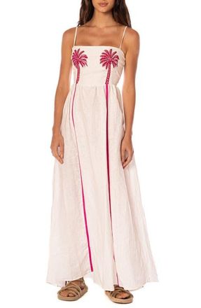 Maaji Ela Tropical Haven Linen Cover-Up Maxi Dress in Open Beige at Nordstrom, Size Medium