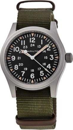 Hamilton Khaki Field Mechanical 42mm Black Dial Textile Strap Mens Watch H69529933