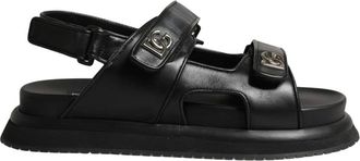 Dolce & Gabbana Sandalias de Piel con Logo DG - Shoes - Hombre - Negro - 43 EU