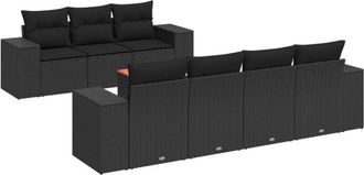 vidaXL Set De Sof&aacute;s De Jard&iacute;n 8 Piezas Y Cojines Rat&aacute;n Sint&eacute;tico Negro Vidaxl
