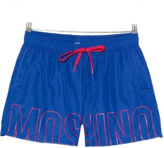 Moschino Blue Front Logo Drawstring Swim Shorts
