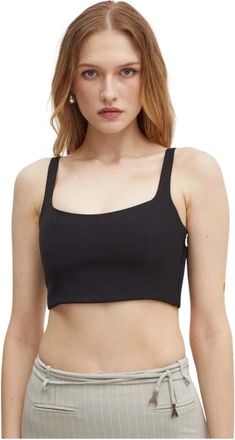 Patrizia Pepe Mouwloze Top - Dames - Tops zonder mouwen - Zwart - M - Polyester - Tops