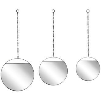 Beliani Beliani - Conjunto De 3 Espejos De Pared Metal Negro Cadenas De Varios Tama&ntilde;os Pieza Decorativa De Acento Dise&ntilde;o Moderno Odos