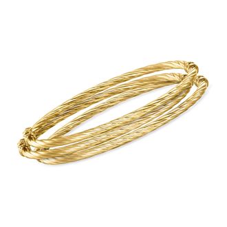 Ross-Simons Italian 14kt Yellow Gold Jewelry Set: 3 Twisted Bangle Bracelets