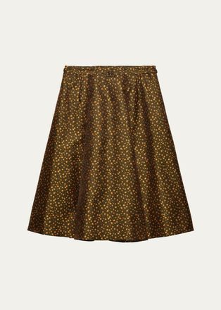 Prada Floral Jacquard Silk-Blend Midi Skirt
