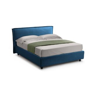 Dmora Cama Francesa Bronte, Desenfundable, Con Almacenaje, Hecha En Italia, Tama&ntilde;o Colch&oacute;n 120x190 Cm, Azul