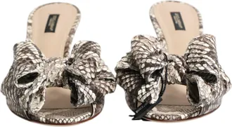 Dolce & Gabbana Multicolor Keira Bow Leather Peep Toe Mules Womens Shoes