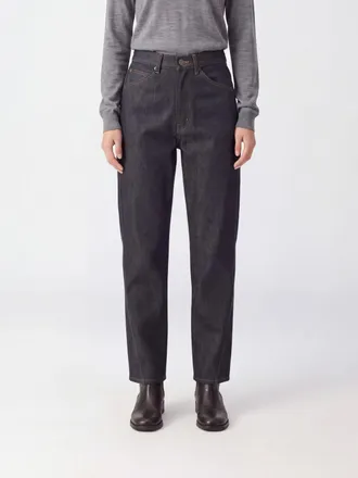 Christophe Lemaire Jeans straight a vita media in denim di cotone grigio