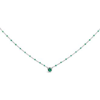 House of Brilliance Sterling Silver Lab Created Emerald Bead Chain Necklace at Nordstrom