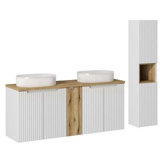 Petits Meubles Conjunto de muebles doble lavabo paneles de melamina y mdf blanco