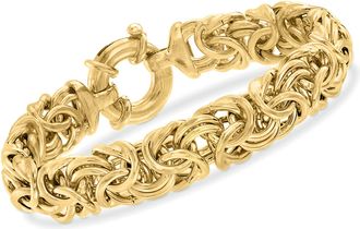 Ross-Simons Italian 18kt Yellow Gold Over Sterling Large Byzantine Bracelet