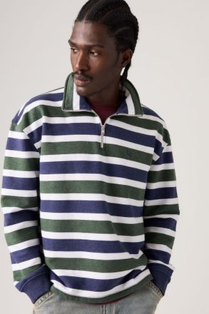 Levi's Cameron Quarter Zip Sweatshirt - Hombre - 2XL - Multi Colour / Koby Stripe Kombu Green Heather