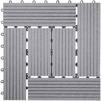 Hhg Piastrelle pavimentazione da esterno Rhone T831 wpc 30x30cm 11 pezzi 1mq grigio incrociato