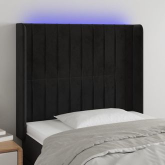 vidaXL Cabecero Con Led De Terciopelo Negro 93x16x118/128 Cm Vidaxl
