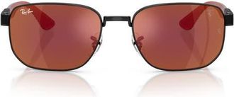 Ray-Ban 59mm Ferrari Irregular Sunglasses in Black /Brown Mirror Dark Red at Nordstrom