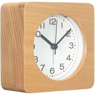 OEM Reloj Despertador Cuadrado De Madera De 7,6 Cm Con N&uacute;meros Ar&aacute;bigos, Silencioso, Retroiluminado, Funciona Con Pilas (amarillo) - Crezuo