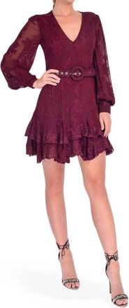 Hemant & Nandita Tiya Long Sleeve Mini Dress In Burgundy