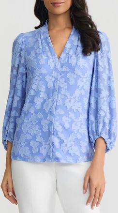 Kasper Burnout Floral Woven Shirt in Paris Bleu at Nordstrom, Size X-Large
