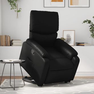 vidaXL Sill&oacute;n Reclinable Elevable Cuero Artificial Negro Vidaxl