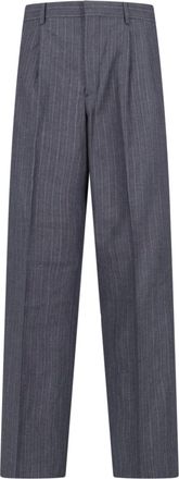 Sunflower Grey Mid-Rise Tailored Wool-Blend Pinstripe Trousers