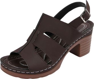 Generic Womens Chunky Heel Sandals T-Strap Block Open Toe Slippers Vintage Chunky Mid Heel Shoes for Wedding Evening Party Dressy Casual Summer Sandals for Wo