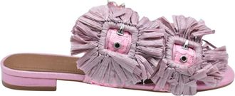 Kurt Geiger Raffia Buckle Flat Sandal - Dames - Sandalen - Roze - 37 EU - Schoenen