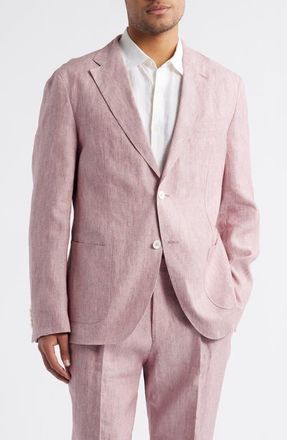 BOSS Heston Soft Linen Sport Coat in Dark Pink at Nordstrom, Size 44 Regular