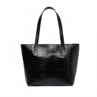 Florez jeans Womens Kyle Croc Tote Bag In Black