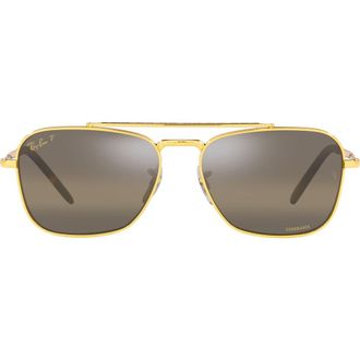 Ray-Ban New Caravan 58mm Polarized Square Sunglasses in Legend Gold /Grad Dark Brown at Nordstrom