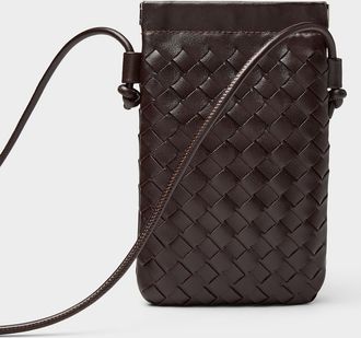 Simons Womens Basketweave faux-leather phone clutch