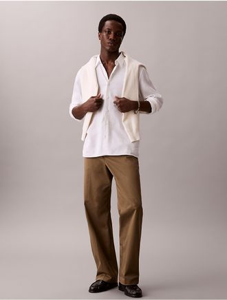 Calvin Klein Mens Baggy Cotton Stretch Pants - Green - 2XL