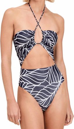 Devon Windsor Amal Full Piece Bikini In Navy Palm