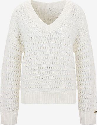Twinset Pullover mit V-Ausschnitt mit Lochmuster und Pailletten