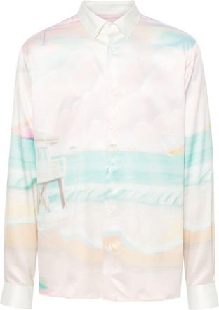 Family Fir$t Milano beach-print bowling shirt - men - Viscose/Spandex/Elastane - S - Pink