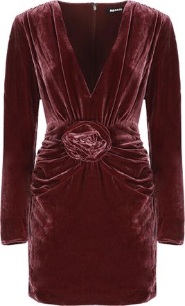 Rotate Burgundy Velvet V-Neck Mini Dress