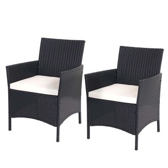 Hhg Nunca Usado] Lote De 2 Sillones De Jard&iacute;n De Poly Rat&aacute;n Halden, Sill&oacute;n De Mimbre, Antracita, Cojines Crema