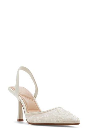 Aldo Brusanti Pointed Toe Slingback Pump in White Mesh at Nordstrom, Size 6.5