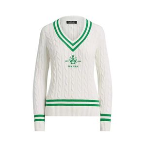 Ralph Lauren Vesta Knit - female - Ralph Lauren - V-neck Knitwear - White - XL - Knitwear